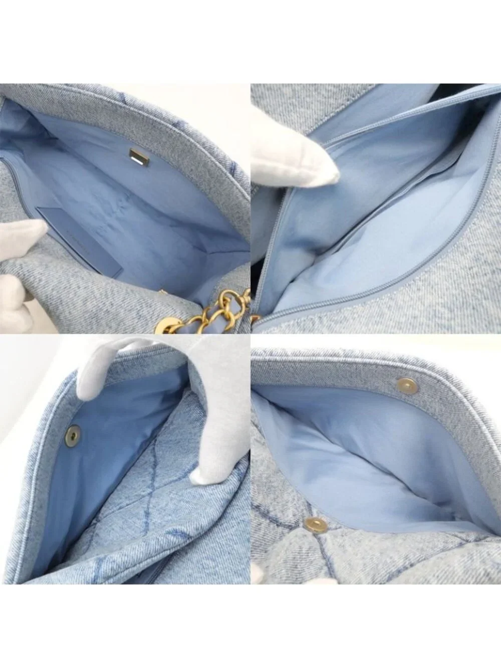 Chanel Bag Chain Shoulder Maxi Washed Denim As5734 Random Leather